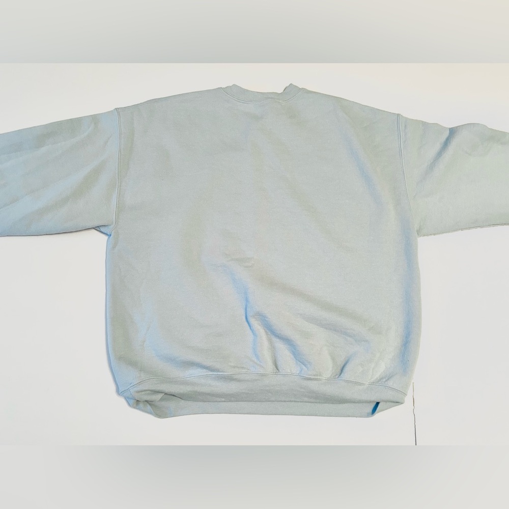 Merry + Bright Christmas Graphic Light Blue Sweatshirt - Picture 3 of 3
